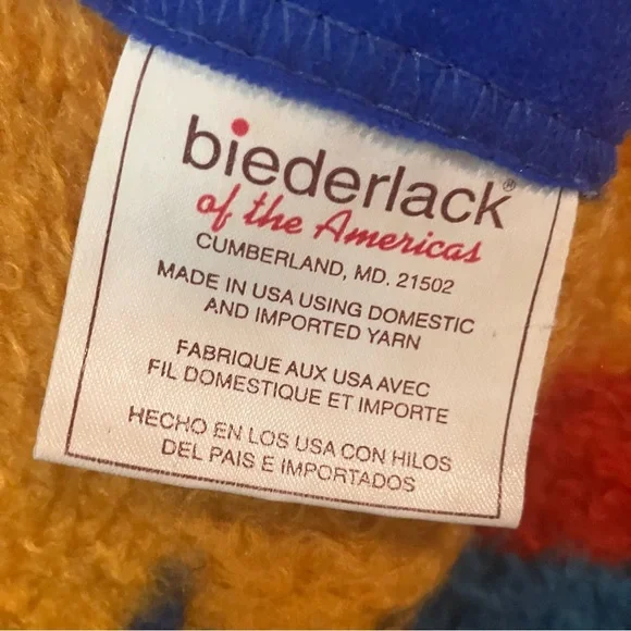 BIEDERLACK Vintage Aztec Southwestern Reversible Blanket 74”X55” Made In USA - Picture 5 of 11